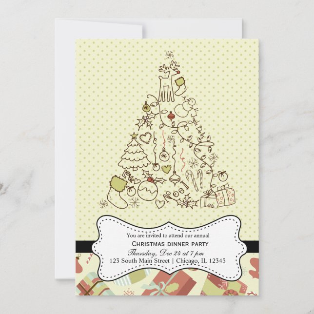 Invitación Navidades retro (Anverso)