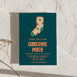 Invitación Navidades retro azul ilustrado Fiesta de choque de