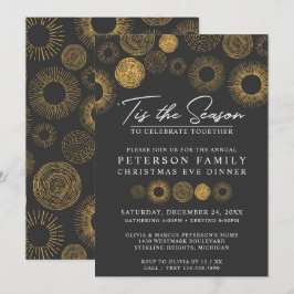 Invitación Navidades Retro Cena / Fiesta de Fiesta de Oro Bur