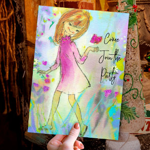 Invitación Navidades retro de mariposas vagamente viejas año 