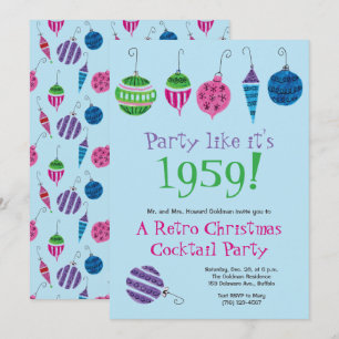 Invitación Navidades retro Fiesta de cócteles ilustrado a man