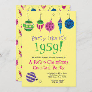 Invitación Navidades retro Fiesta de cócteles ilustrado a man