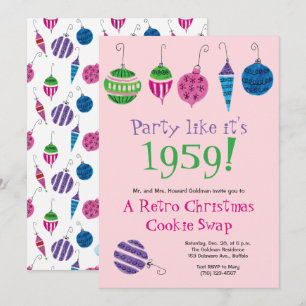 Invitación Navidades retro Fiesta de cócteles ilustrado a man