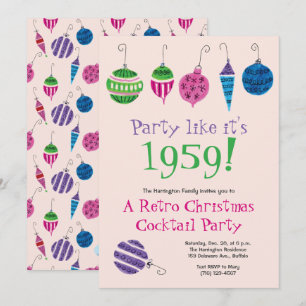 Invitación Navidades retro Fiesta de cócteles Vintage Holiday