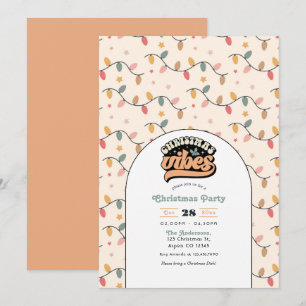 Invitación Navidades retro fiesta de feriado de vibraciones