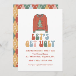 Invitación Navidades retro Fiesta suéter feo