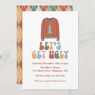 Invitación Navidades retro Fiesta suéter feo