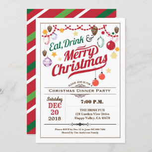 Invitación Navidades retro fiesta tomar y estar alegres