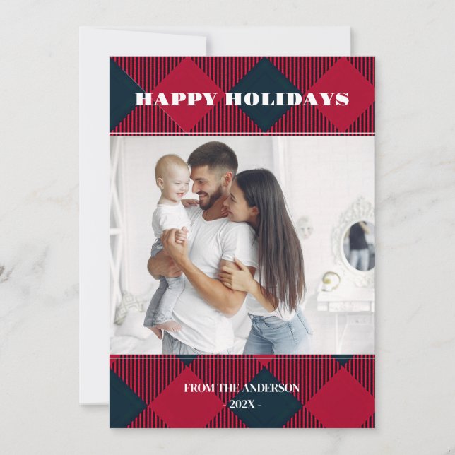 Invitación Navidades retro fotográfico invitan a vacaciones d (Anverso)