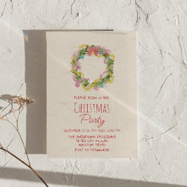 Invitación Navidades Retro Quirky Coloridos Bow Wreath Fiesta