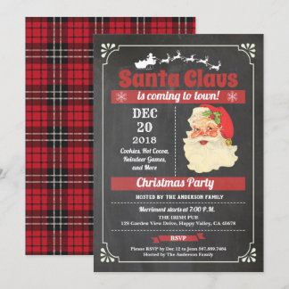 Invitación Navidades Retro Santa Claus fiesta pizarra