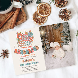 Invitación Navidades Retro Santa ONE Primer Cumpleaños maravi