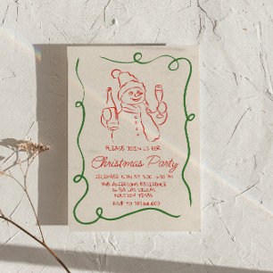 Invitación Navidades rojos dibujados con mano retro Fiesta de