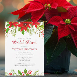 Invitación Navidades rojos festivos Poinsettia Bridal Shower