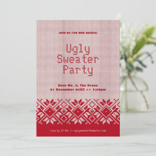 Invitación Navidades rojos Fiesta suéter feo de Snowflake