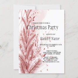 Invitación Navidades rojos Pine Tree Snow Decoración Hermosa
