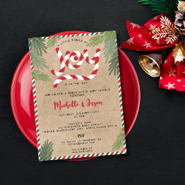 Invitación Navidades rojos rusos Candy Cane Joy Baby Shower