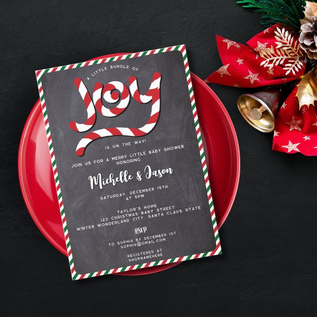 Invitación Navidades rojos rusos Candy Cane Joy Baby Shower (Subido por el creador)