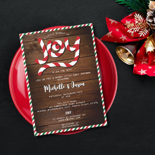 Invitación Navidades rojos rusos Candy Cane Joy Baby Shower