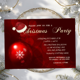 Invitación Navidades rojos, Santa Hat, Navidades de la compañ