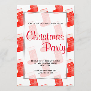 Invitación Navidades rojos Socks fiesta de vacaciones de patr