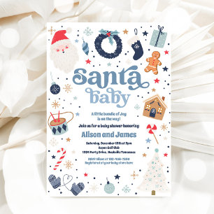Invitación Navidades Rojos Y Azules De Santa Bebé Baby Shower