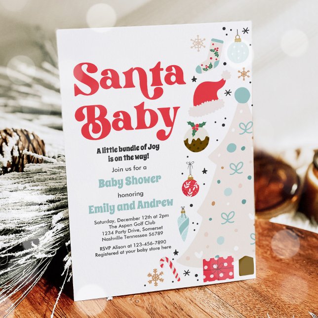 Invitación Navidades Rojos Y Azules De Santa Bebé Baby Shower (Subido por el creador)