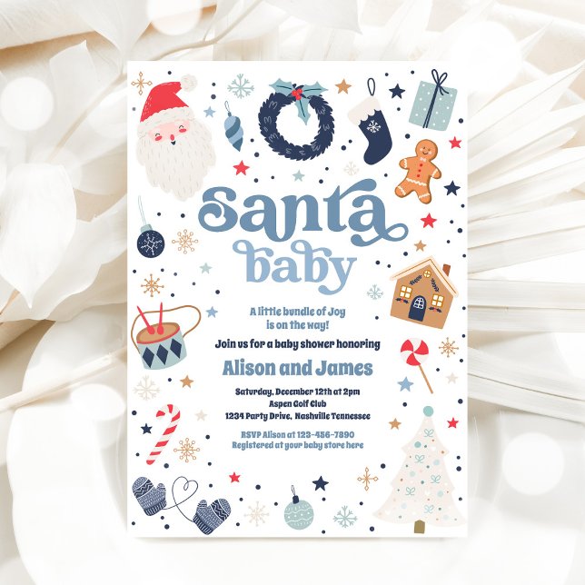 Invitación Navidades Rojos Y Azules De Santa Bebé Baby Shower (Subido por el creador)