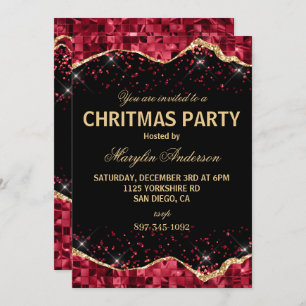 INVITACIÓN NAVIDADES ROJOS Y ORO PERSONALIZADO DE LÁGRIMAS DE