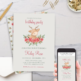 Invitación Navidades rojos y verdes Nacimiento de venados de 