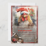 Invitación Navidades Rooster Watercolor<br><div class="desc">Granja de gallos de gallina alegre,  nieve divertida acuarela pintura,  navidades de arte gorra de pájaros,  nieve de animales de árbol domésticos,  frío santa claus copo de nieve,  feliz navidades de vacaciones de invierno,  lindo gallo</div>