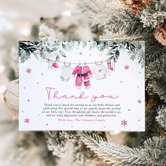 Invitación Navidades Rosa Santa Bebé Baby Shower Gracias (Subido por el creador)
