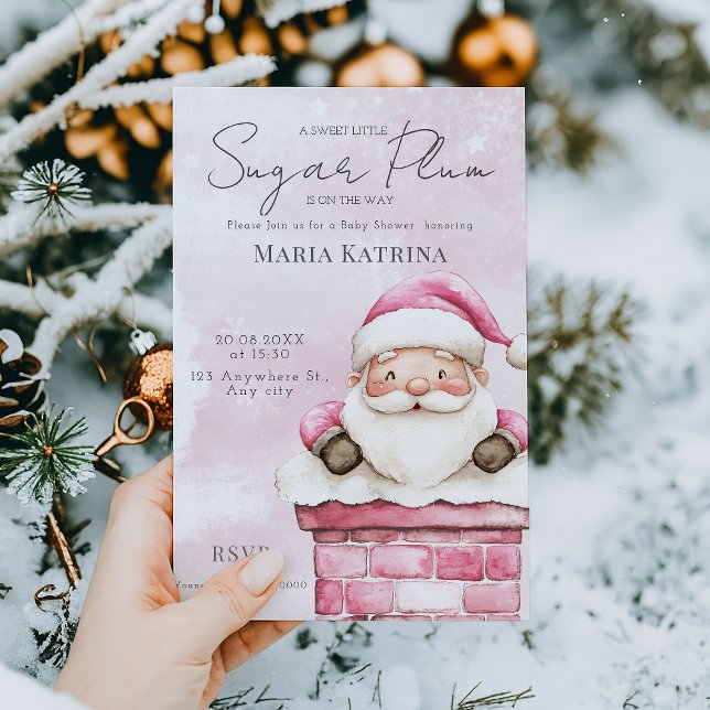 Invitación Navidades Rosa Santa Claus Baby Shower (Subido por el creador)