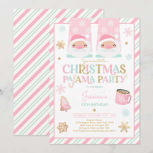 Invitación Navidades Rosa Y Oro Fiesta De Cumpleaños Pajama
