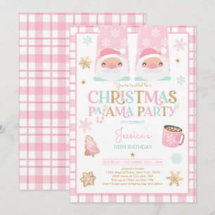 Invitación Navidades Rosa Y Oro Fiesta De Cumpleaños Pajama