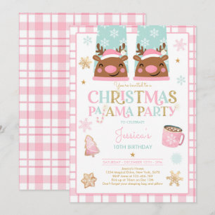 Invitación Navidades Rosa Y Oro Fiesta De Cumpleaños Pajama