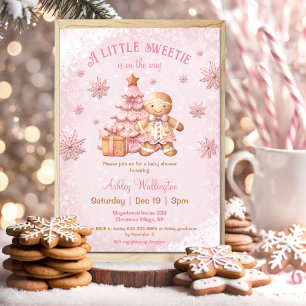Invitación Navidades rosados Chica hombre pan de jengibre Bab