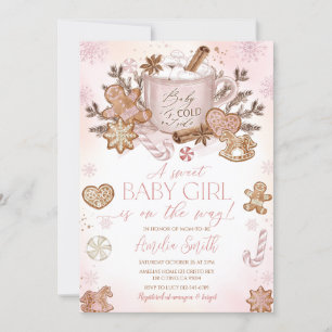 Invitación Navidades rosados Chica hombre pan de jengibre Bab