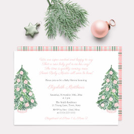 Invitación Navidades rosados Chinoiserie Chica Baby Shower