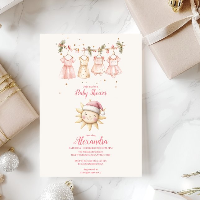 Invitación Navidades rosados Clothesline Baby Shower (Subido por el creador)