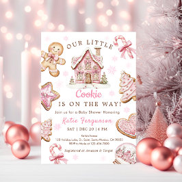 Invitación Navidades rosados Cookie Baby Shower Chica