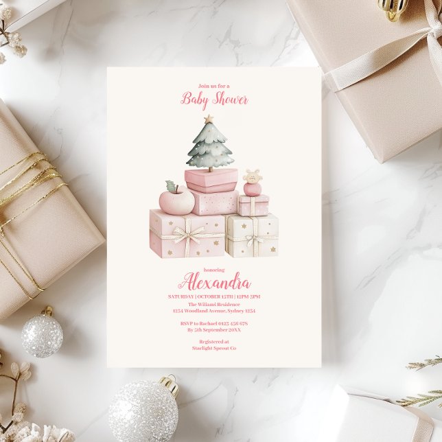 Invitación Navidades rosados dan Baby Shower (Subido por el creador)