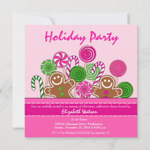 Invitación Navidades rosados de pan de jengibre