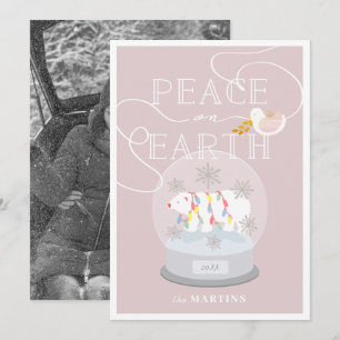 Invitación Navidades rosados del Globe de la nieve del oso po