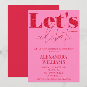 Invitación Navidades rosados Fiesta de cócteles celebremos
