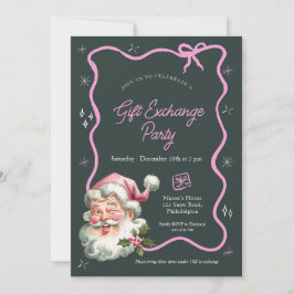 Invitación Navidades rosados fiesta de intercambio de regalos