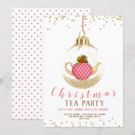 Invitación Navidades rosados Fiesta de té navideño