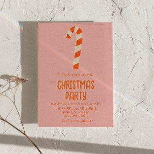 Invitación Navidades rosados ilustrados retro Fiesta de barra