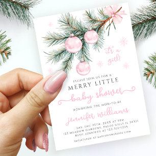 Invitación Navidades rosados Ornamentos de invierno Bebé Chic