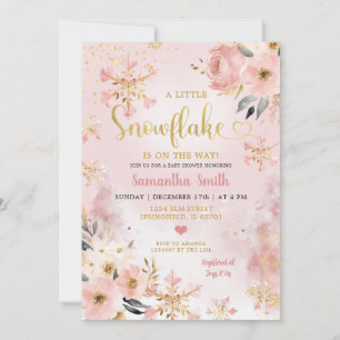 Invitación Navidades rosados Pequeño Baby Shower floral de co